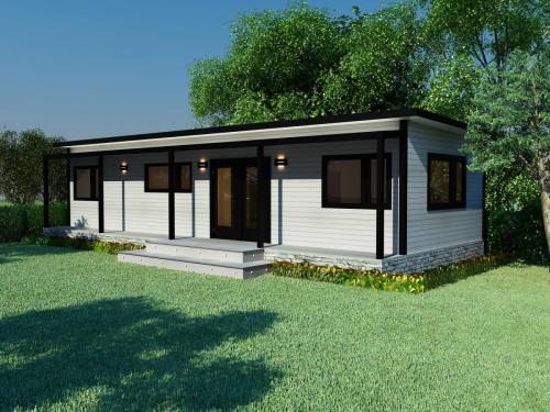2-bdrm Cosy Home with veranda, deck and rock-look external skirting